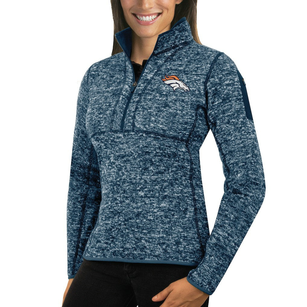 Denver Broncos  Antigua Women's Fortune Half-Zip Sweater