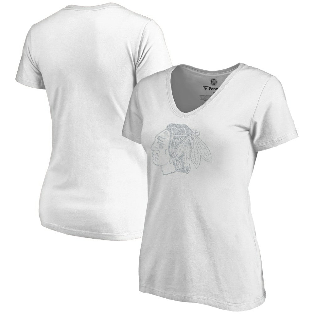Chicago Blackhawks Women's Whiteout V-Neck T-Shirt Discount