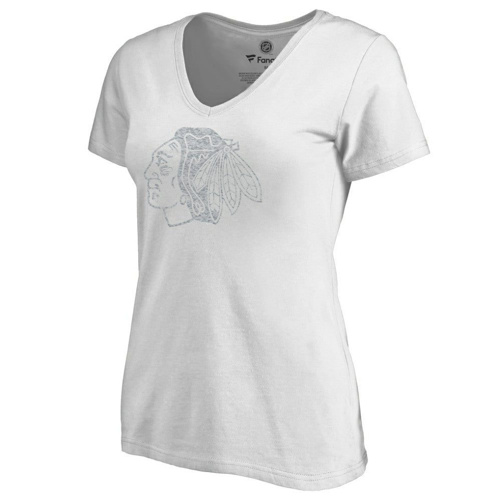 Chicago Blackhawks Women's Whiteout V-Neck T-Shirt Discount