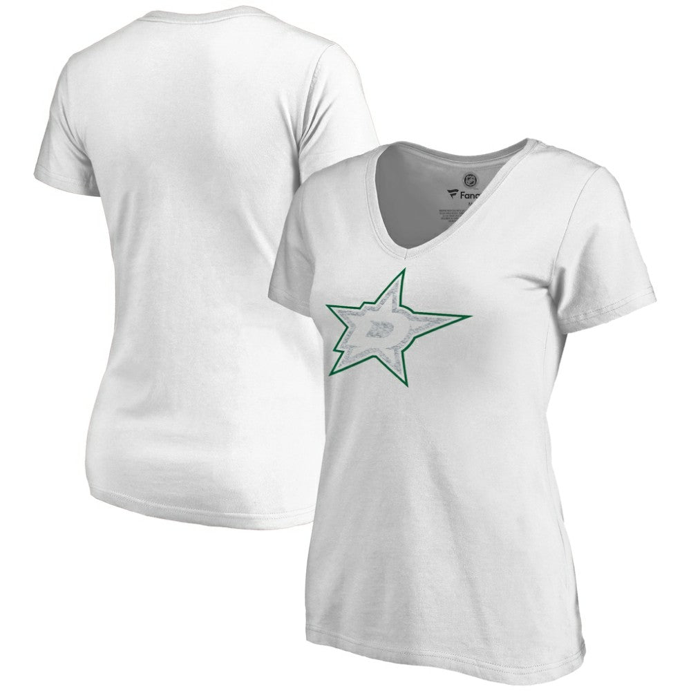 Dallas Stars Women's Whiteout V-Neck T-Shirt Sale