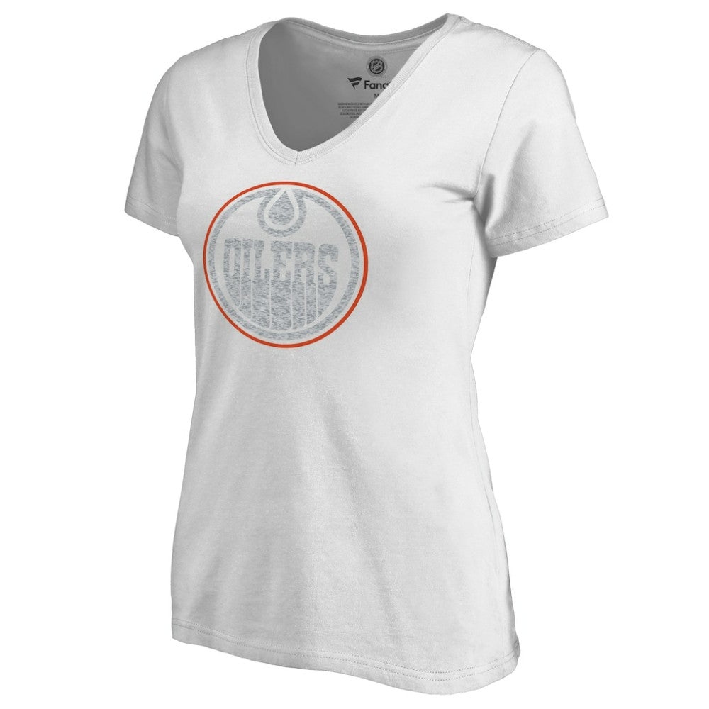 Edmonton Oilers Women's Whiteout V-Neck T-Shirt Discount
