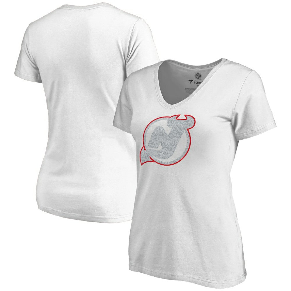 New Jersey Devils Women's Whiteout V-Neck T-Shirt Outlet