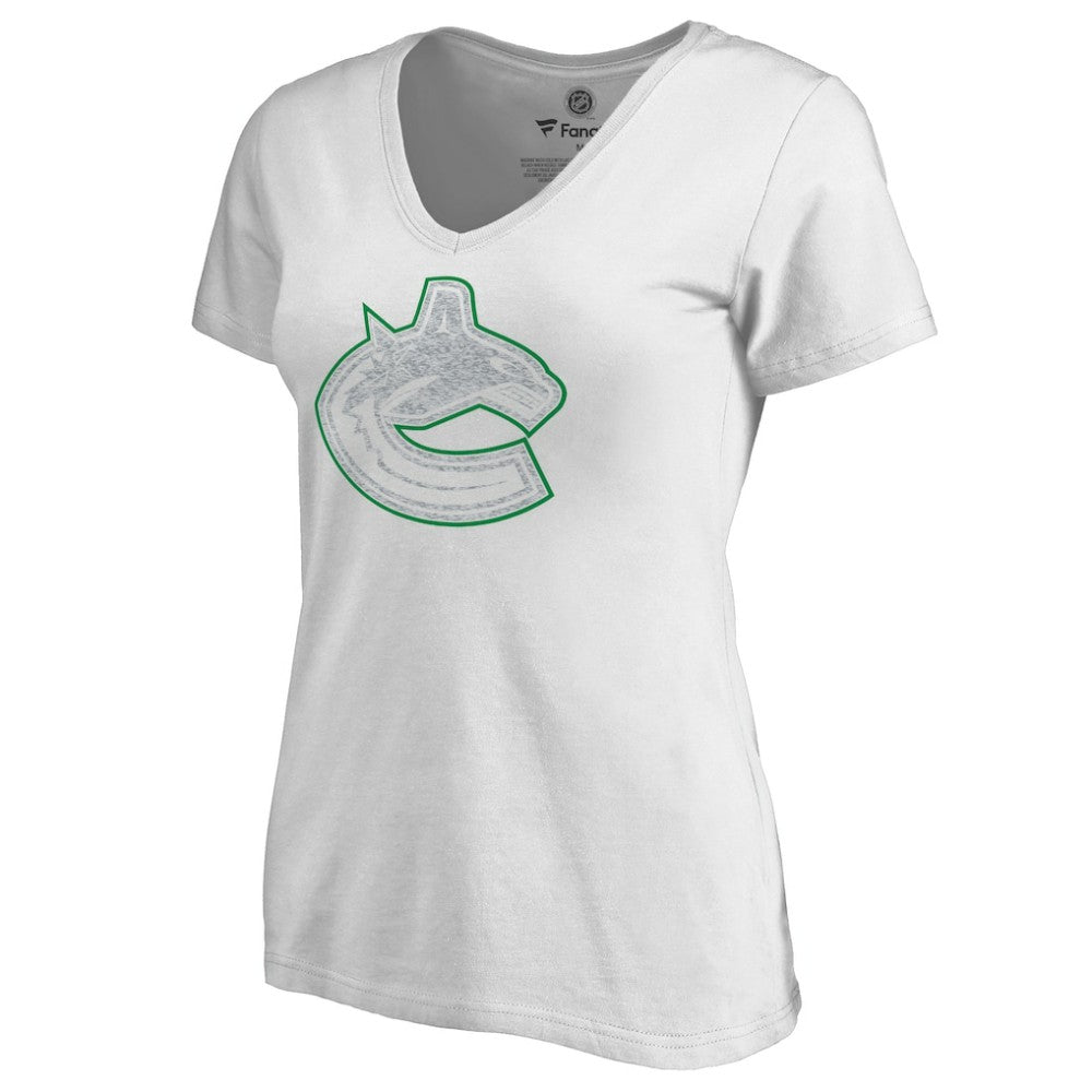 Vancouver Canucks Women's Whiteout V-Neck T-Shirt Outlet