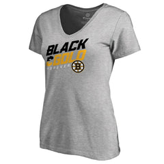 Boston Bruins Women's Hometown Collection Black & Gold V-Neck T-Shirt Outlet