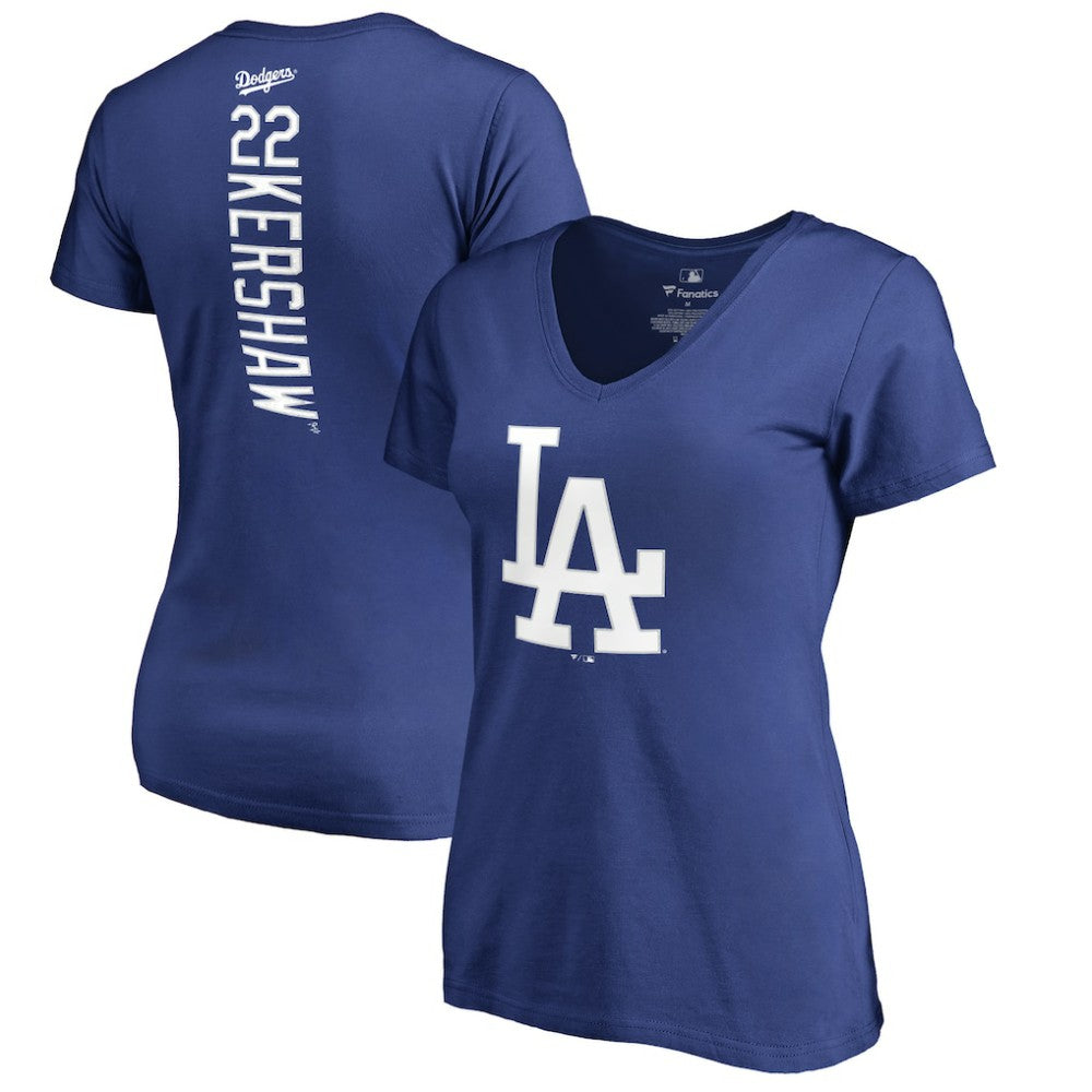 Clayton Kershaw Los Angeles Dodgers Women's Backer Name & Number V-Neck T-Shirt | MLB Shop