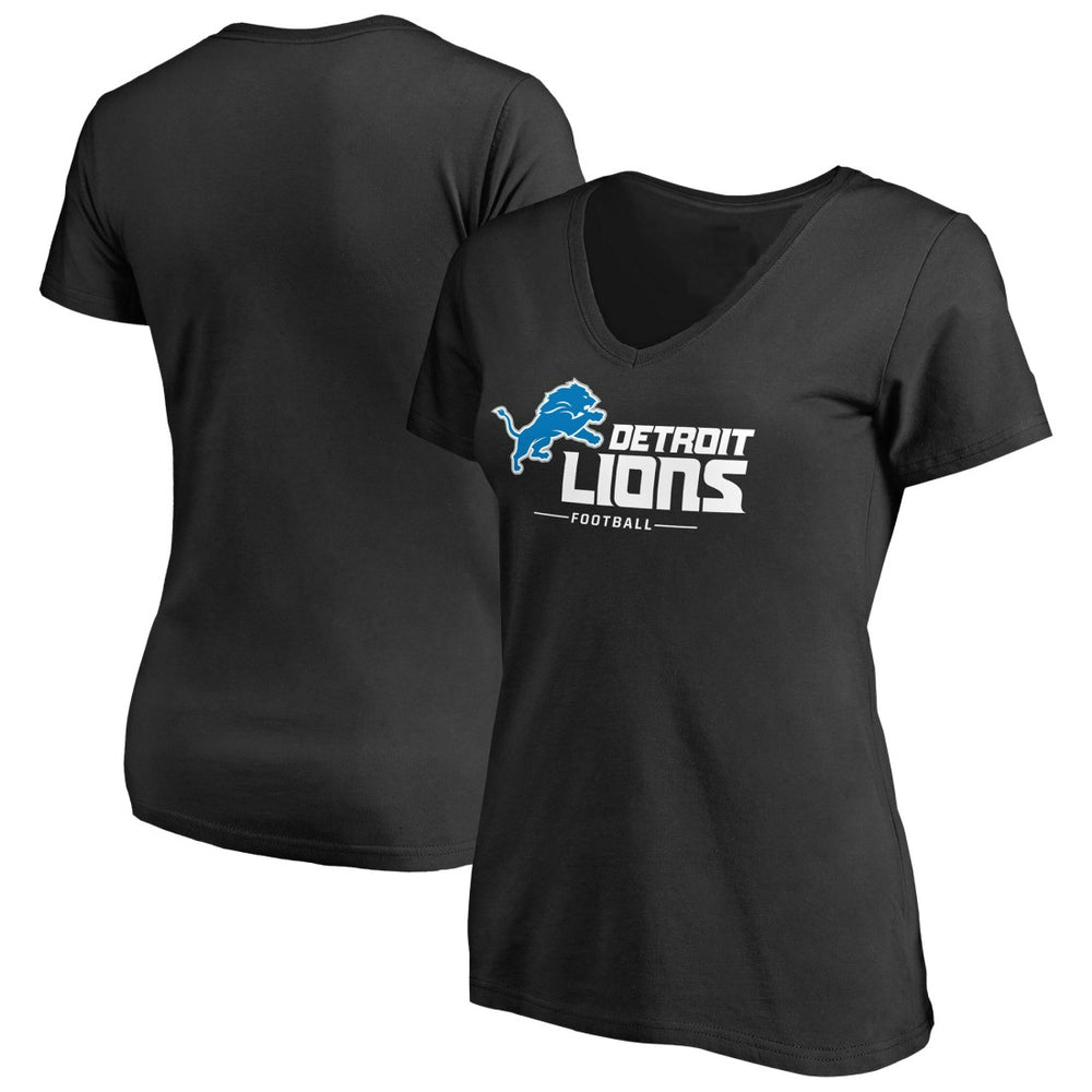 Detroit Lions  Women's Team Lockup V-Neck T-Shirt
