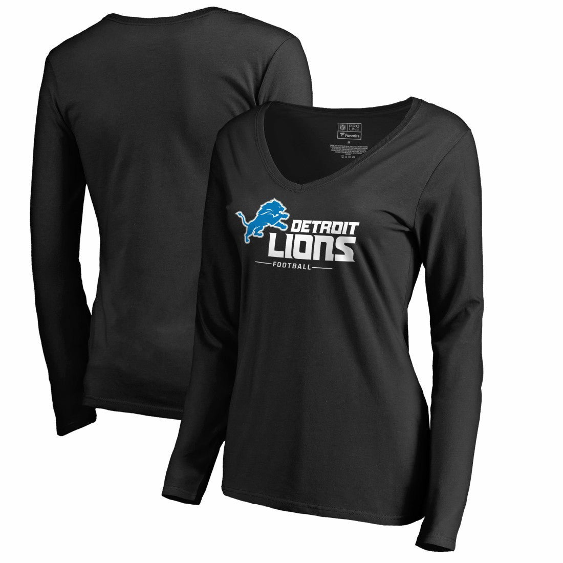 Detroit Lions  Women's Team Lockup V-Neck Long Sleeve T-Shirt