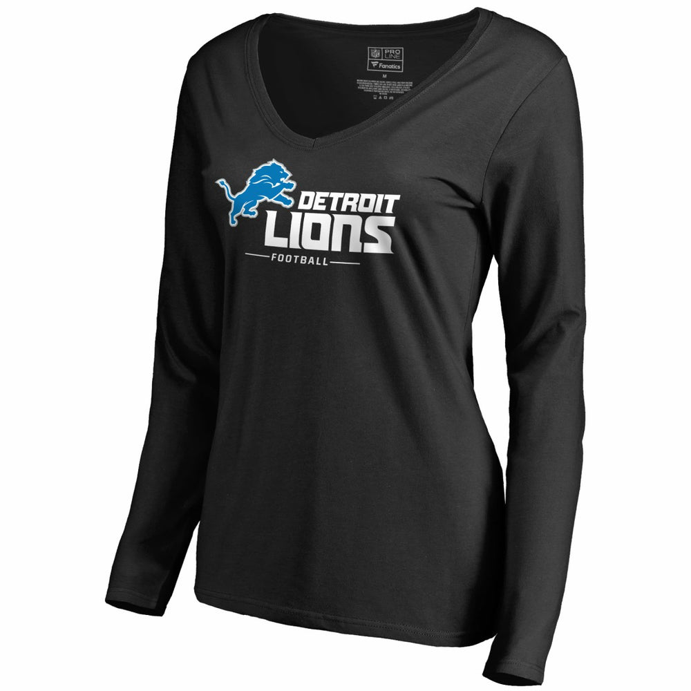 Detroit Lions  Women's Team Lockup V-Neck Long Sleeve T-Shirt