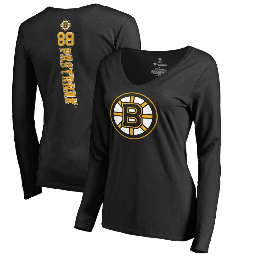 David Pastrnak Boston Bruins Women's Backer V-Neck Long Sleeve T-Shirt Online