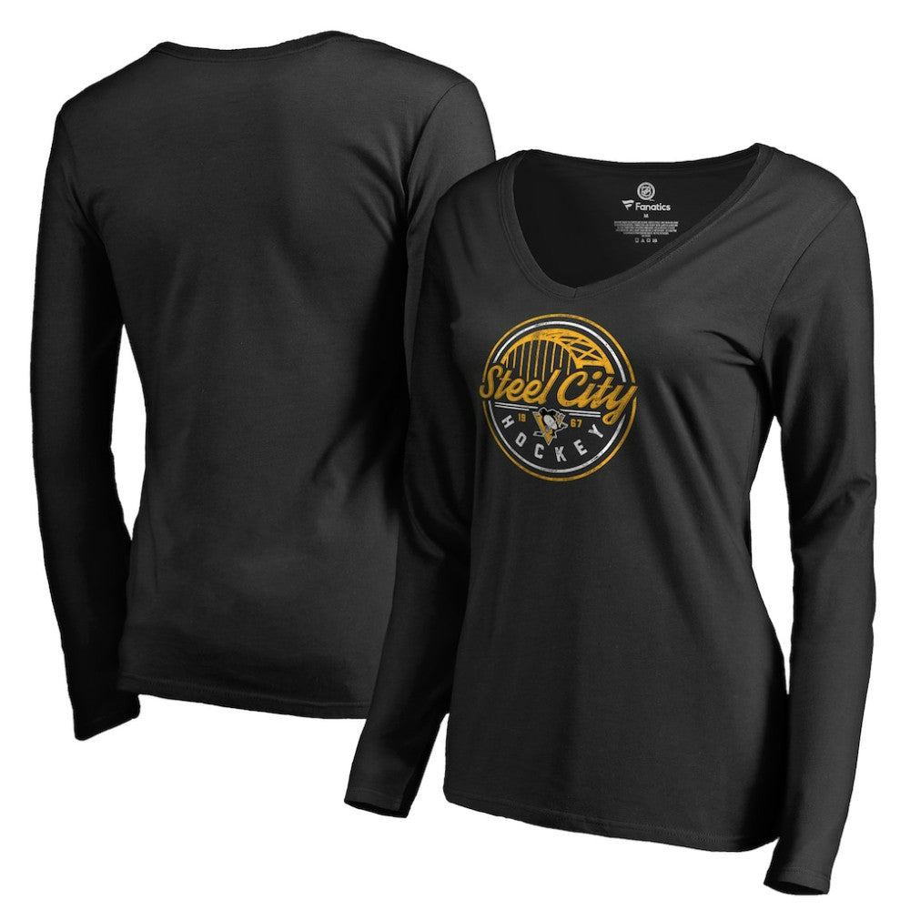 Pittsburgh Penguins Women's Hometown Collection Steel City Long Sleeve T-Shirt On Sale