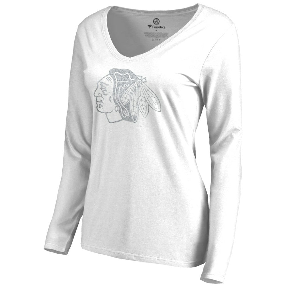 Chicago Blackhawks Women's White Out Long Sleeve T-Shirt Discount