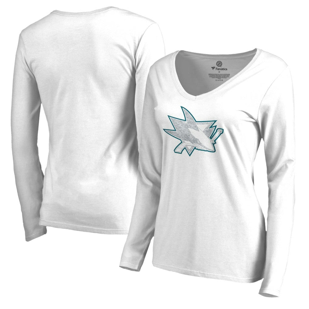 San Jose Sharks Women's White Out Long Sleeve T-Shirt On Sale