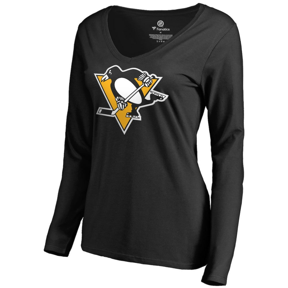 Bryan Rust Pittsburgh Penguins Women's Backer Name & Number Long Sleeve V-Neck T-Shirt On Sale