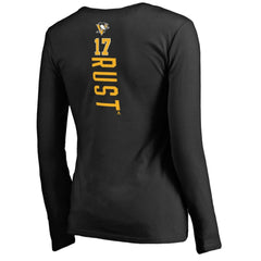 Bryan Rust Pittsburgh Penguins Women's Backer Name & Number Long Sleeve V-Neck T-Shirt On Sale