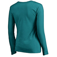 Miami Dolphins  Women's Primary Logo V-Neck Long-Sleeve T-Shirt