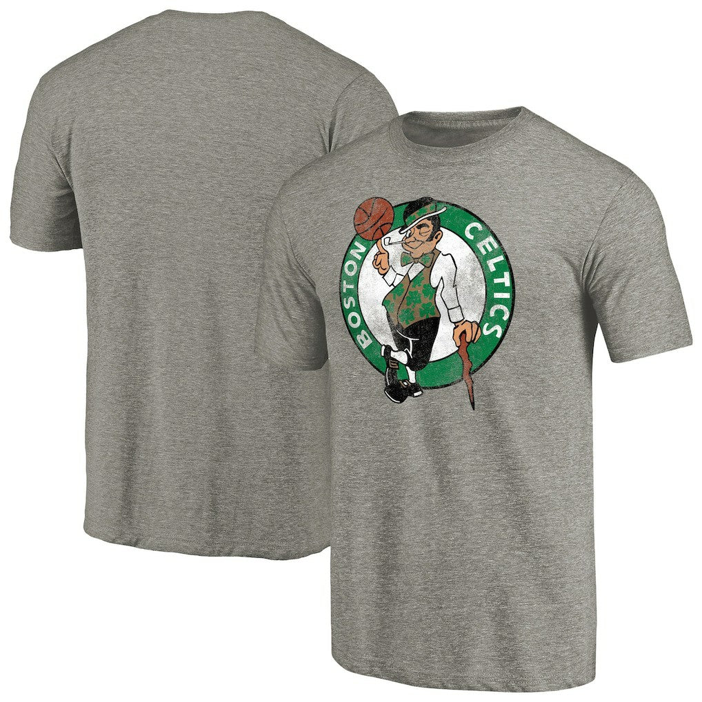 Boston Celtics Distressed Team Logo 2 Tri-Blend V-Neck T-Shirt On Sale