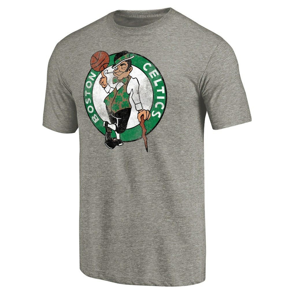 Boston Celtics Distressed Team Logo 2 Tri-Blend V-Neck T-Shirt On Sale