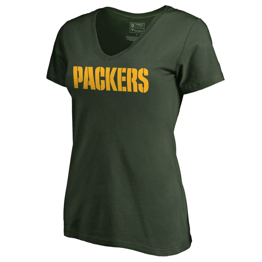 Green Bay Packers  Women's Wordmark V-Neck T-Shirt