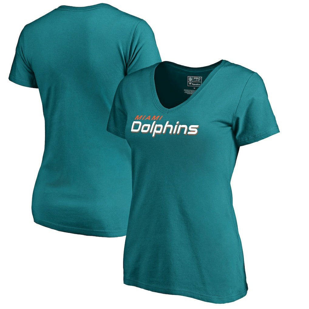 Miami Dolphins  Women's Wordmark V-Neck T-Shirt