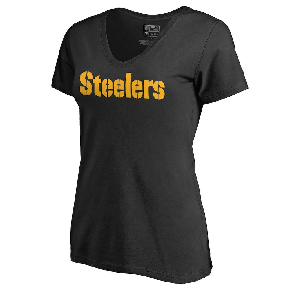 Pittsburgh Steelers  Women's Wordmark V-Neck T-Shirt