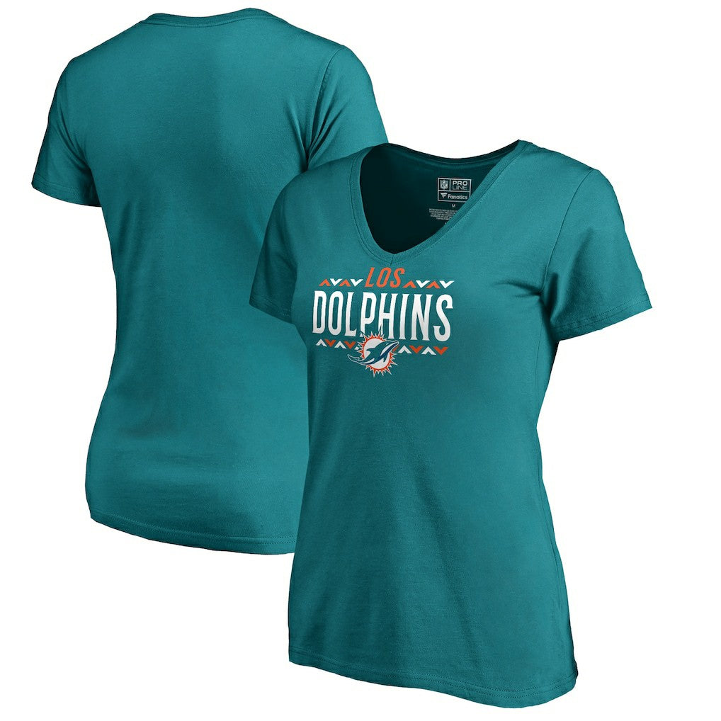 Miami Dolphins  Women's Arriba V-Neck T-Shirt