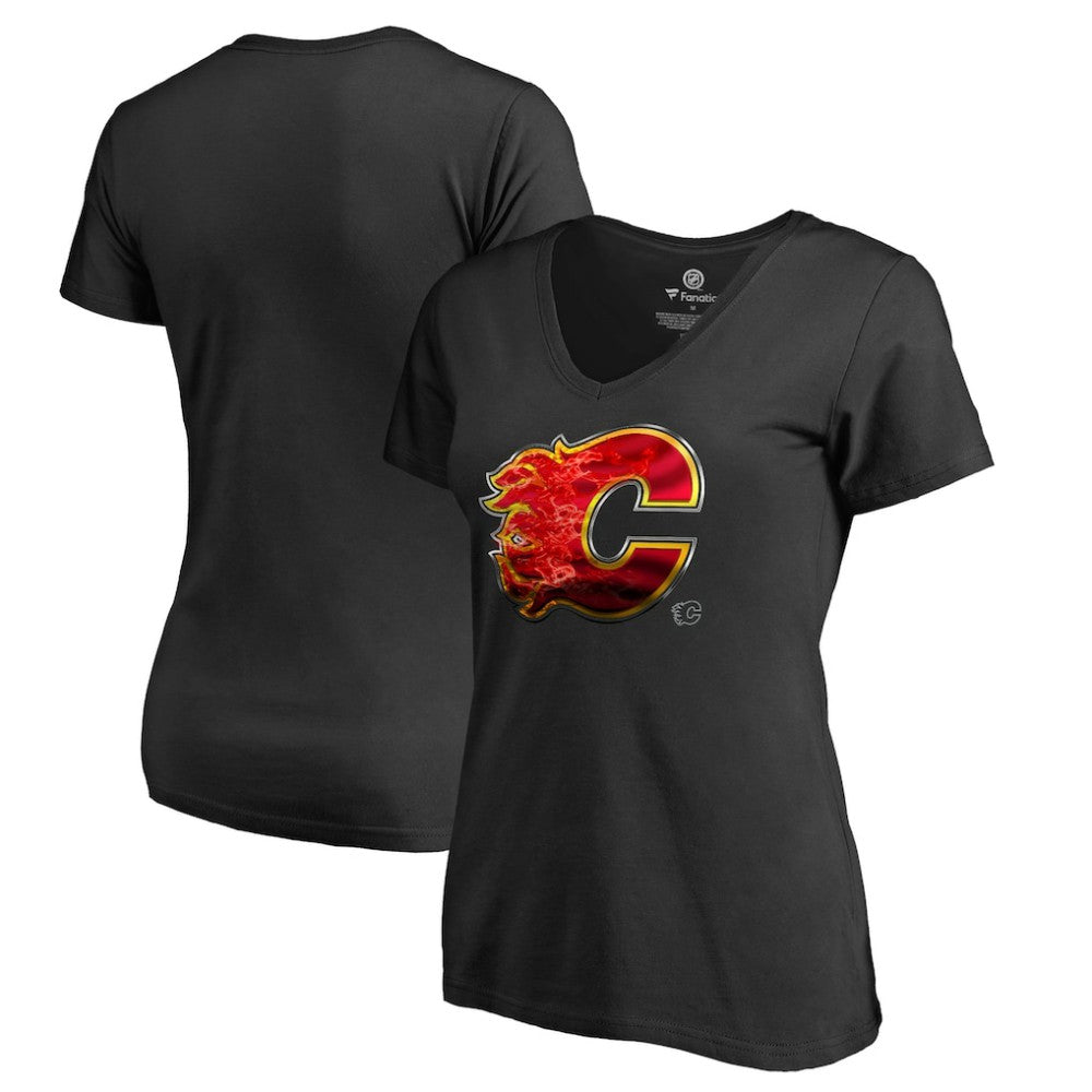 Calgary Flames Women's Midnight Mascot V-Neck T-Shirt Sale