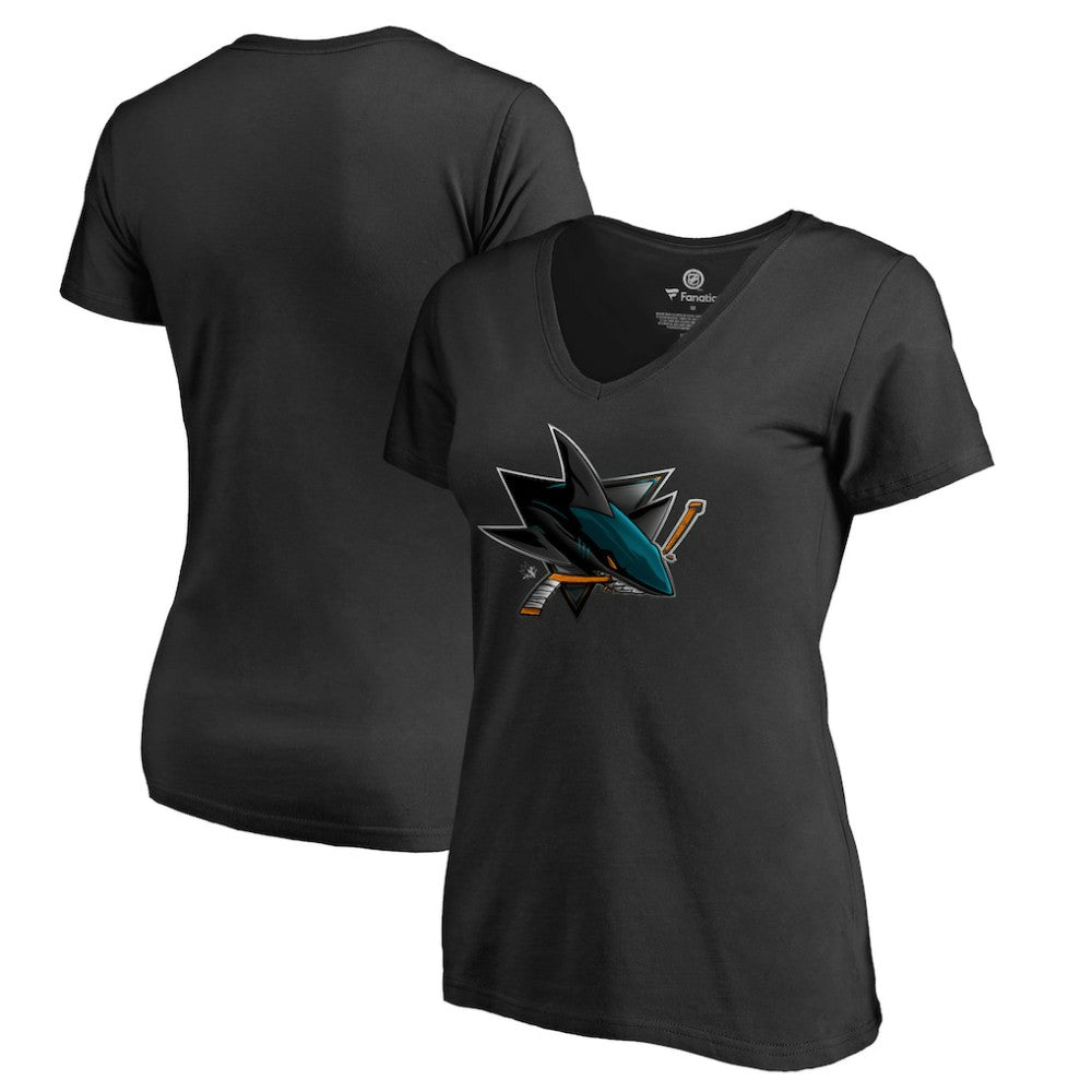 San Jose Sharks Women's Midnight Mascot V-Neck T-Shirt Sale