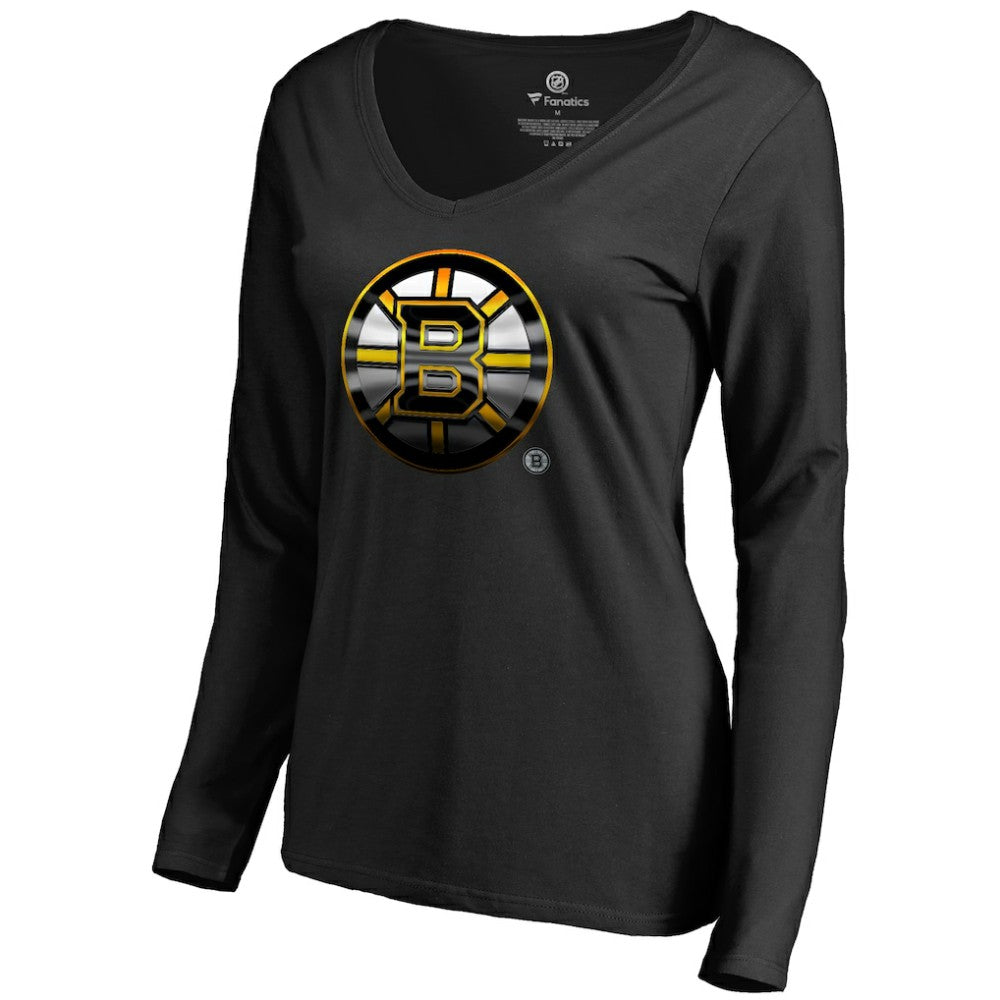 Boston Bruins Women's Midnight Mascot Long Sleeve V-Neck T-Shirt Sale