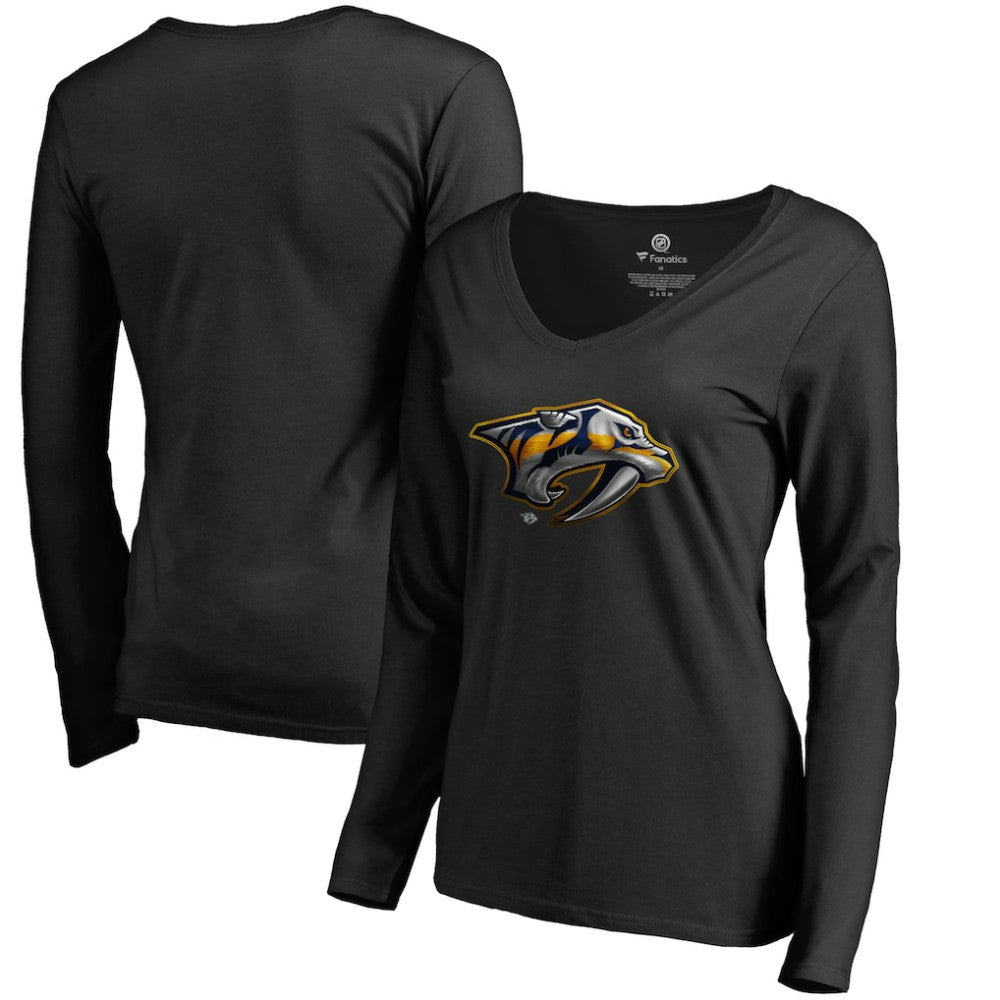 Nashville Predators Women's Midnight Mascot Long Sleeve V-Neck T-Shirt Sale