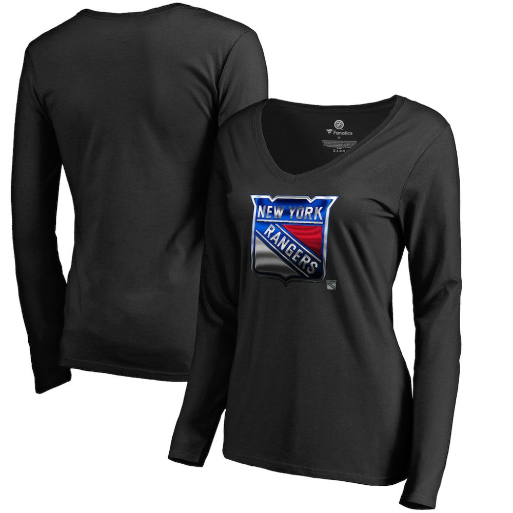 New York Rangers Women's Midnight Mascot Long Sleeve V-Neck T-Shirt Online