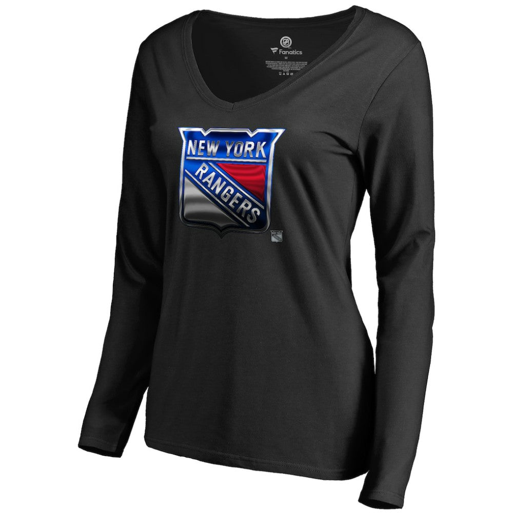 New York Rangers Women's Midnight Mascot Long Sleeve V-Neck T-Shirt Online