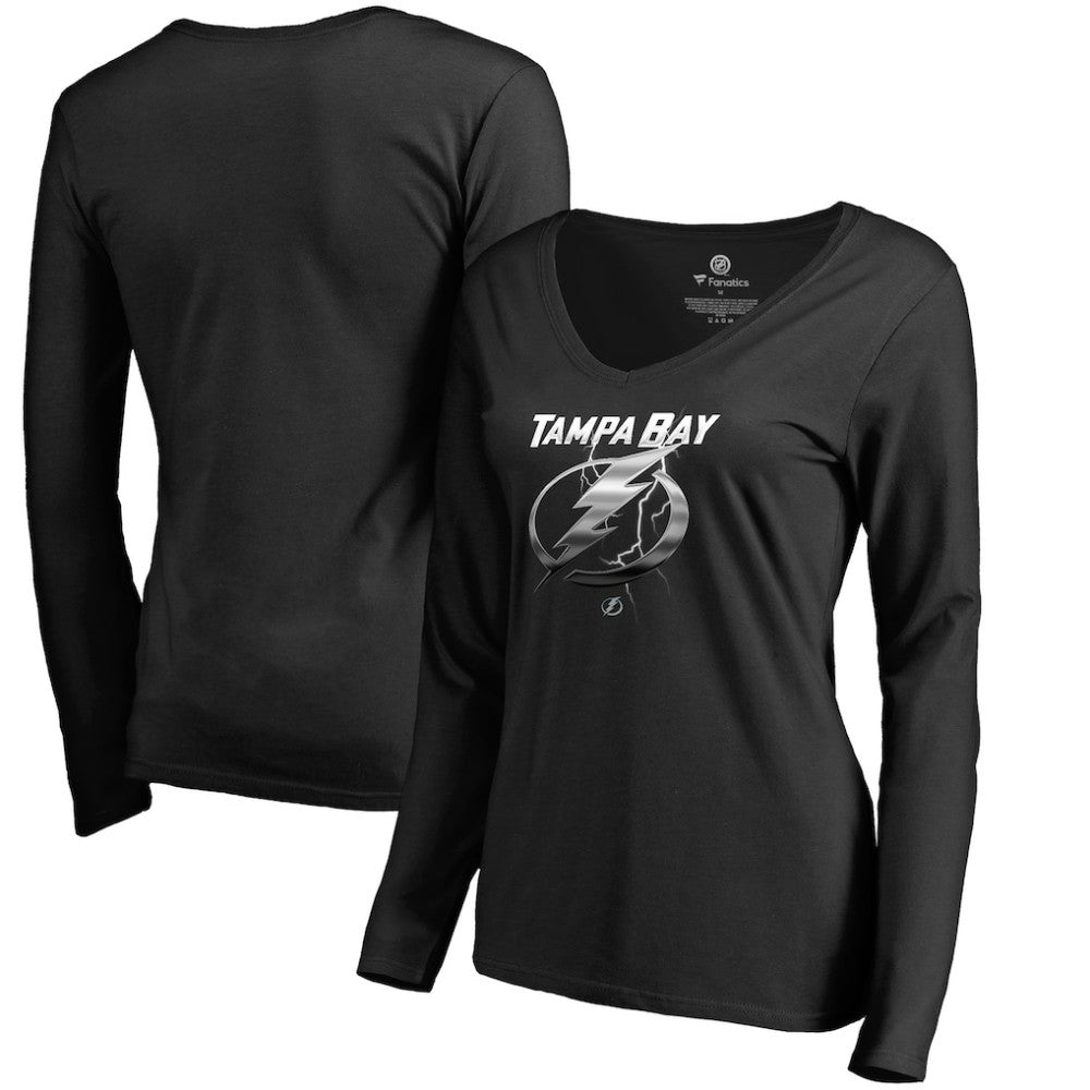 Tampa Bay Lightning Women's Midnight Mascot Long Sleeve V-Neck T-Shirt Discount