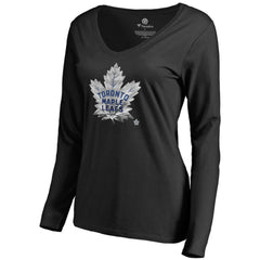 Toronto Maple Leafs Women's Midnight Mascot Long Sleeve V-Neck T-Shirt On Sale