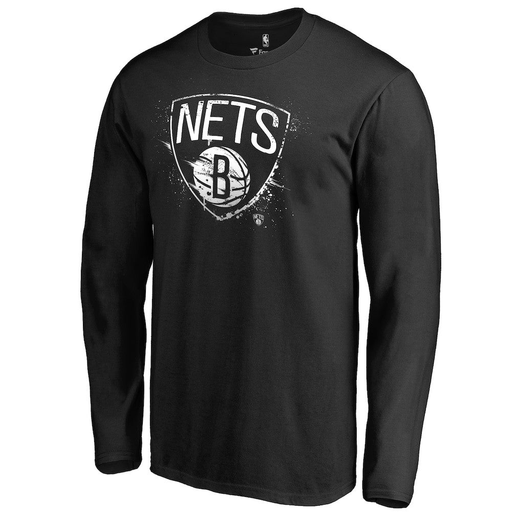 Brooklyn Nets Splatter Logo Long Sleeve T-Shirt New