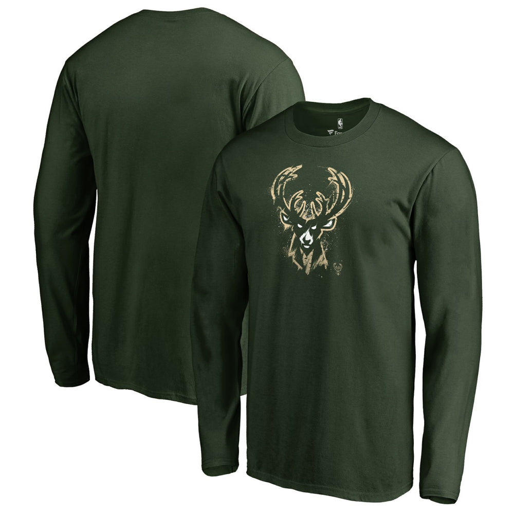 Milwaukee Bucks Splatter Logo Long Sleeve T-Shirt On Sale