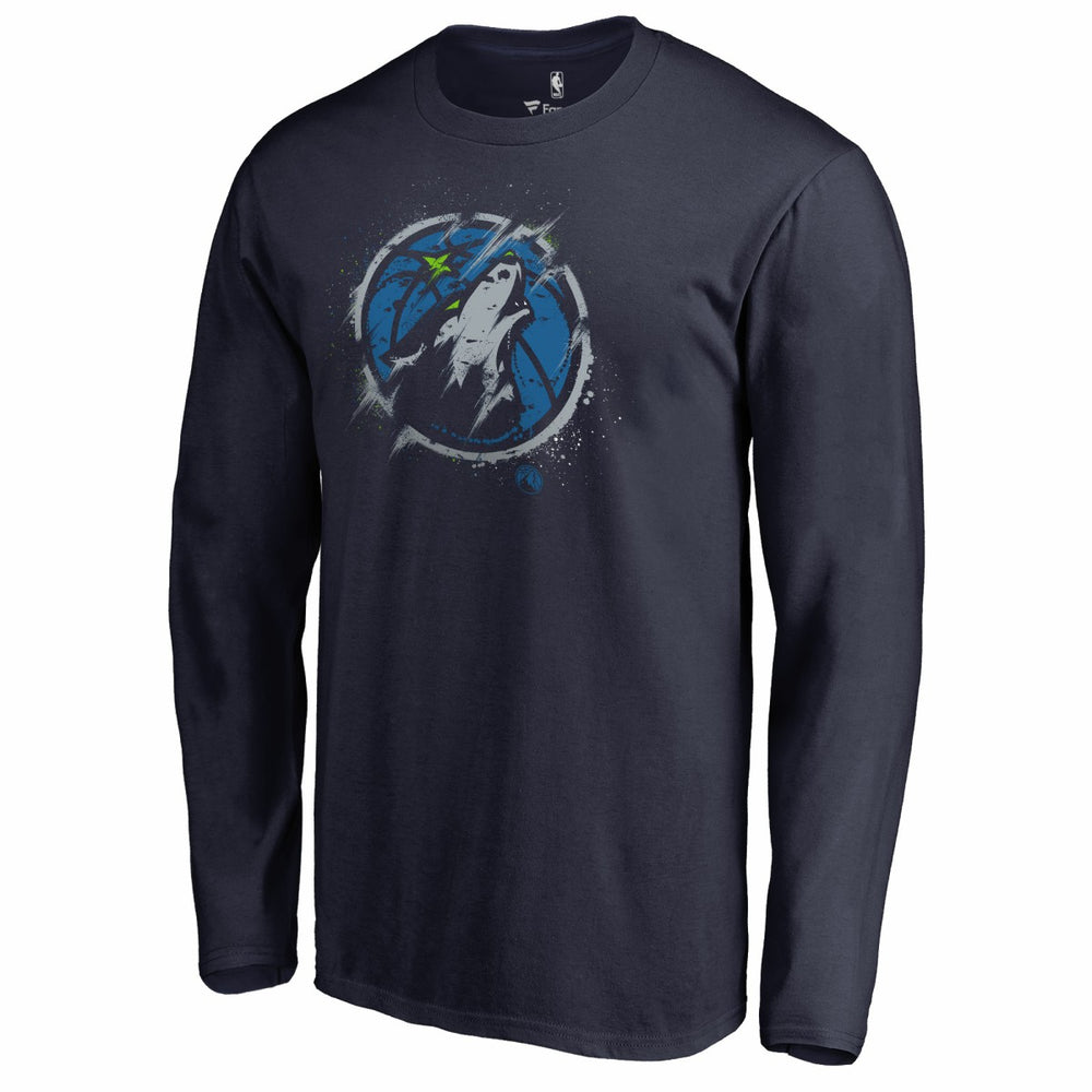 Minnesota Timberwolves Splatter Logo Long Sleeve T-Shirt Online