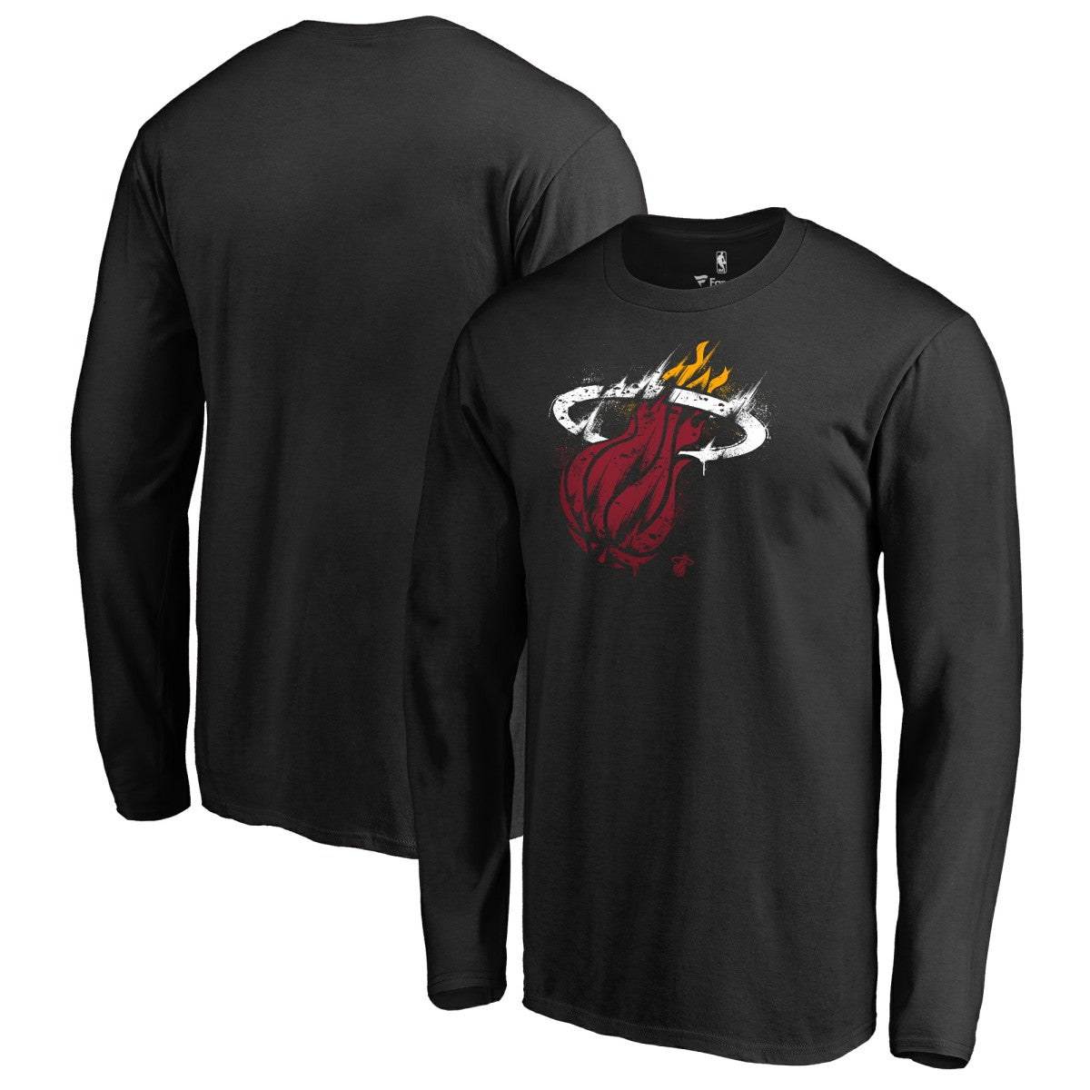 Miami Heat Splatter Logo Long Sleeve T-Shirt Discount