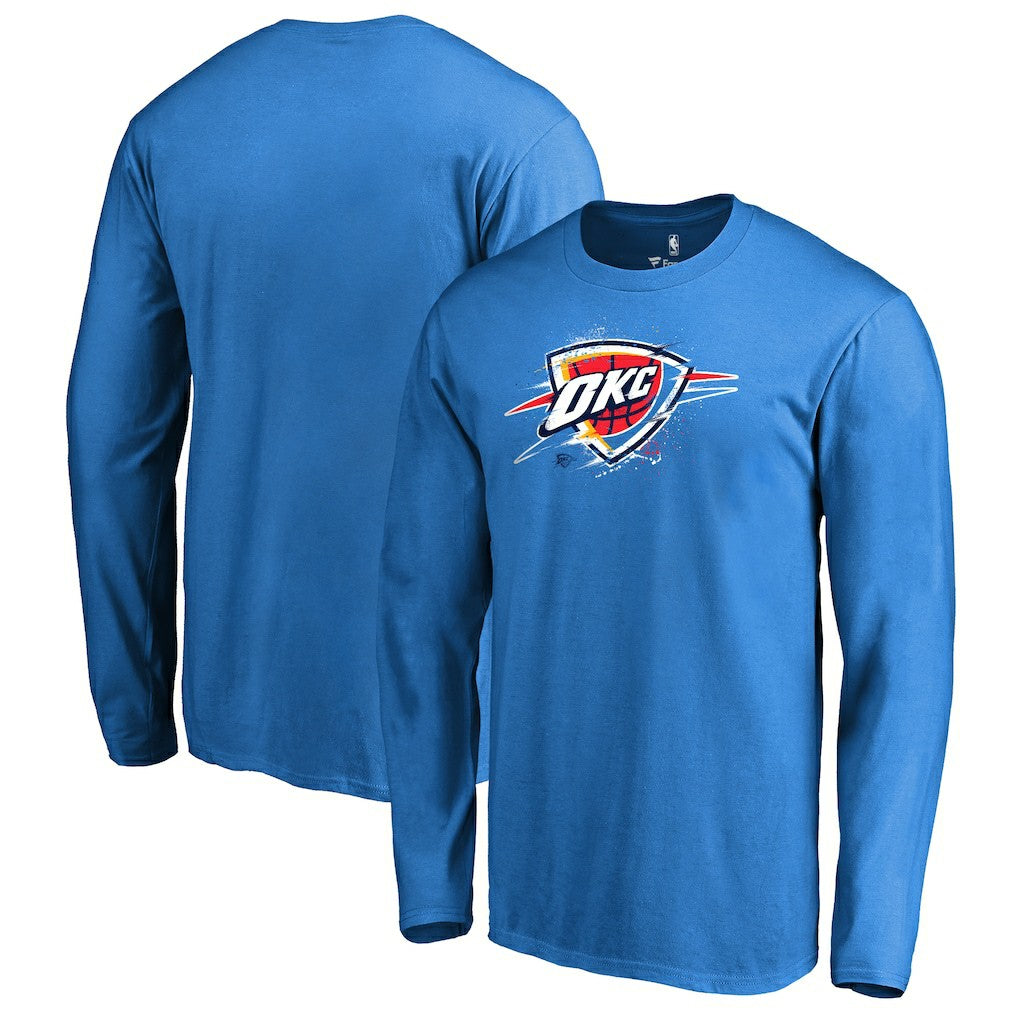 Oklahoma City Thunder Splatter Logo Long Sleeve T-Shirt On Sale