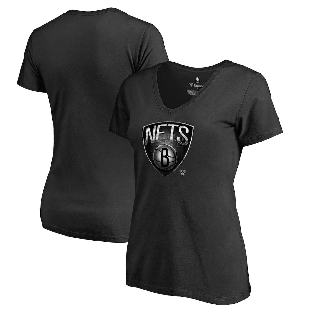 Brooklyn Nets Women's Midnight Mascot V-Neck T-Shirt For Sale
