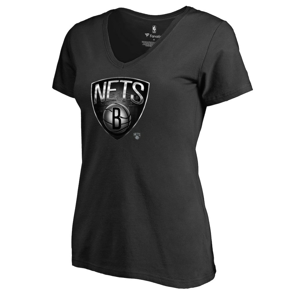 Brooklyn Nets Women's Midnight Mascot V-Neck T-Shirt For Sale