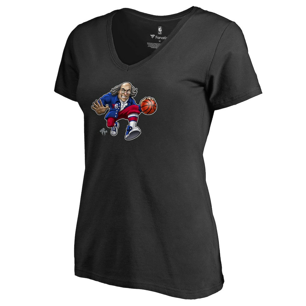 Philadelphia 76ers Women's Midnight Mascot V-Neck T-Shirt On Sale