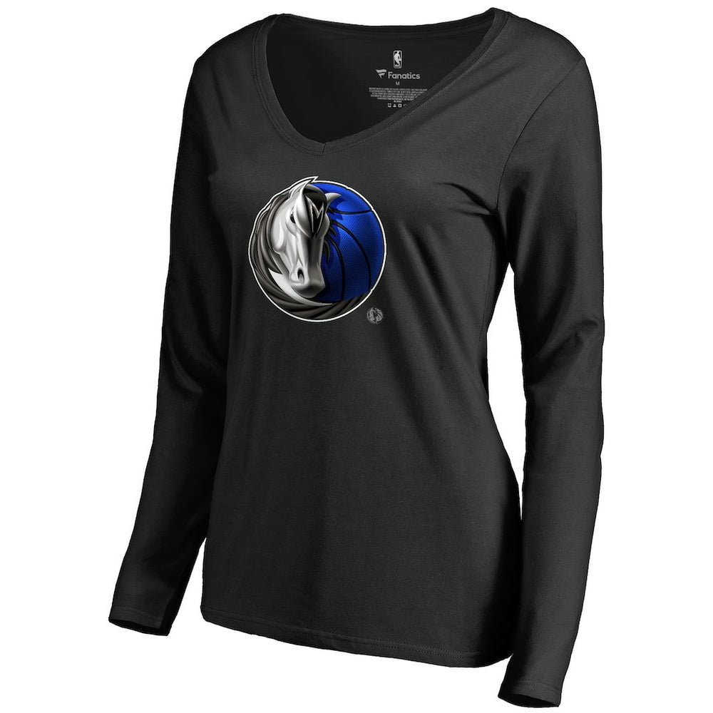 Dallas Mavericks Women's Midnight Mascot Long Sleeve V-Neck T-Shirt sale On Sale