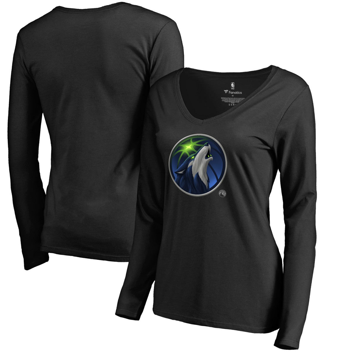 Minnesota Timberwolves Women's Midnight Mascot Long Sleeve V-Neck T-Shirt Discount
