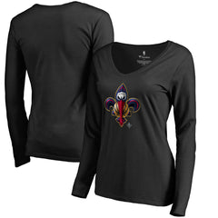New Orleans Pelicans Women's Midnight Mascot Long Sleeve V-Neck T-Shirt Discount