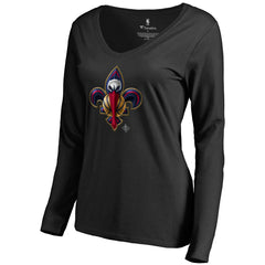 New Orleans Pelicans Women's Midnight Mascot Long Sleeve V-Neck T-Shirt Discount