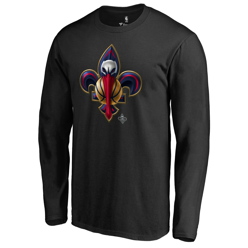 New Orleans Pelicans Midnight Mascot Long Sleeve T-Shirt Outlet