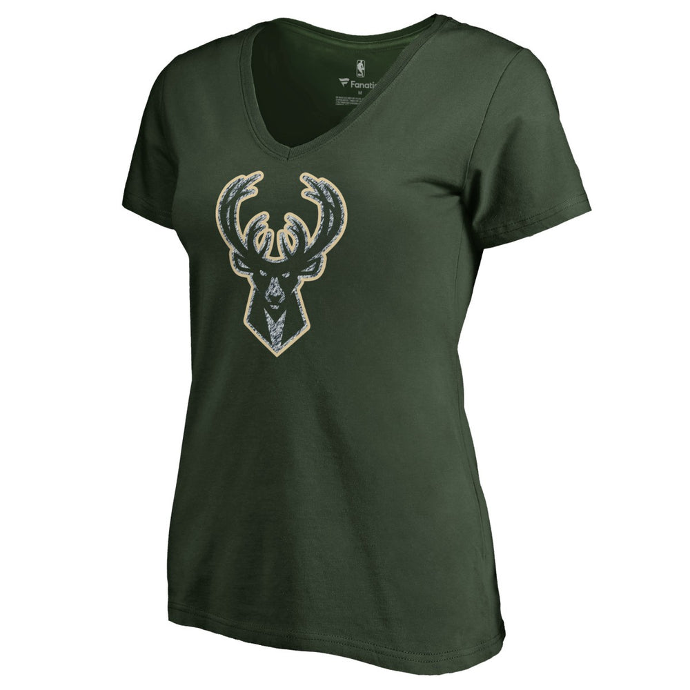 Milwaukee Bucks Women's Static Logo V-Neck T-Shirt Discount