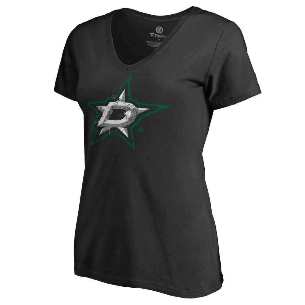 Dallas Stars Women's Splatter Logo V-Neck T-Shirt For Sale