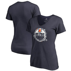 Edmonton Oilers Women's Splatter Logo V-Neck T-Shirt Sale