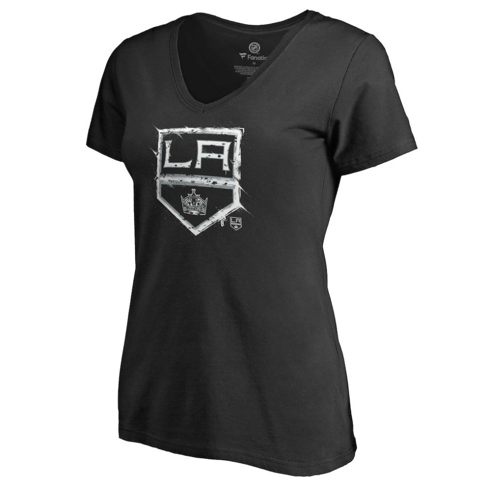 Los Angeles Kings Women's Splatter Logo V-Neck T-Shirt On Sale